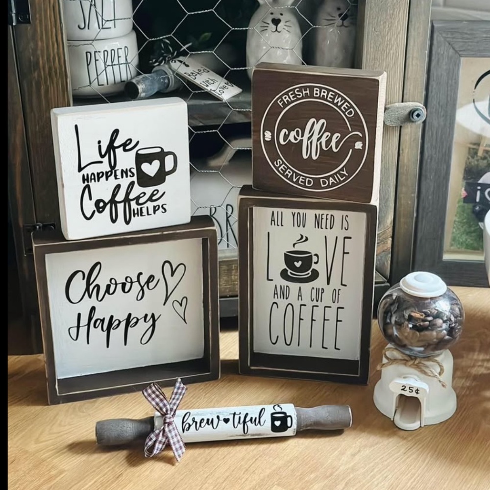 Coffee Bar Decor Set of 6